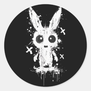 Creepy Niedlich Bunny Rabbit Alt Goth Grunge Horro Runder Aufkleber
