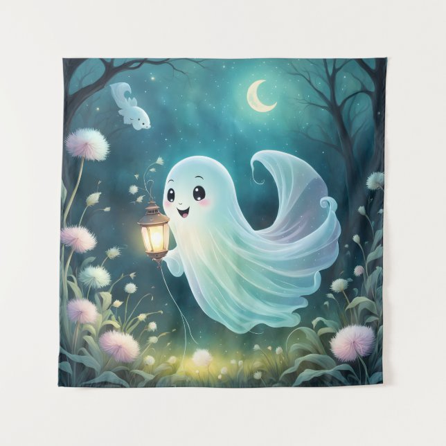 Creepy Niedlich Ghost Tapestry Wandteppich (Vorderseite)