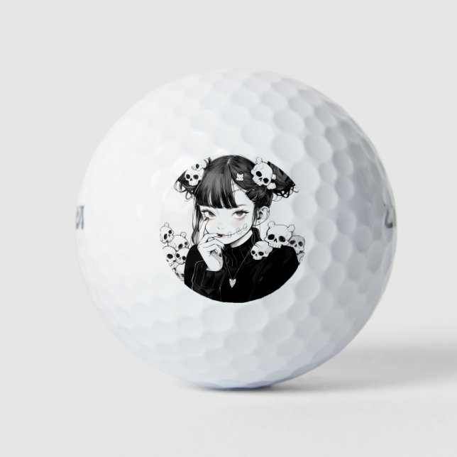 Creepy Niedlich Goth Manga Syle Skulls und Anime G Golfball (Vorderseite)