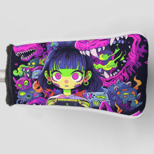 Creepy Niedlich Horror Anime Gamer Girl Golf Headcover