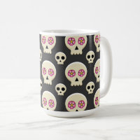Creepy Niedlich Kawaii Goth Skull mit Blume Muster