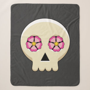 Creepy Niedlich Kawaii Goth Skull mit Blume Sherpadecke