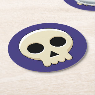 Creepy Niedlich Kawaii Goth Skull Runder Pappuntersetzer