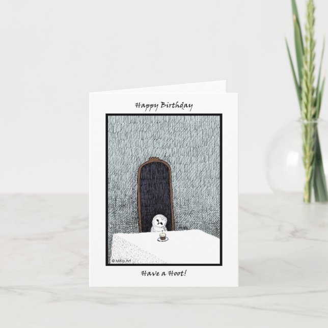 Creepy Niedlicher Stall Owl Gothic Tinte Geburtsta Karte (Vorderseite)