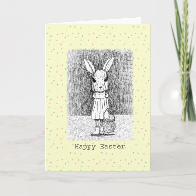 Creepy Oaster Bunny Weiß Dunkle Kunst Adult Ostern Karte (Vorderseite)