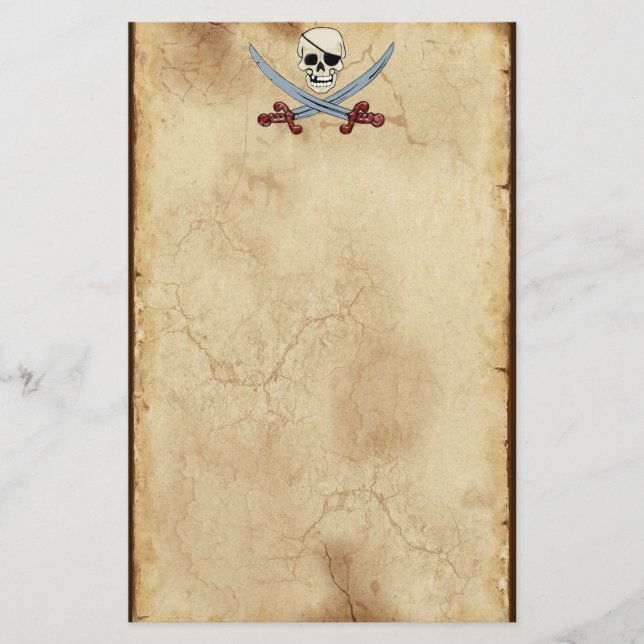 Creepy Pirate Skull & Crossed Cutlasses Briefpapier (Vorderseite)