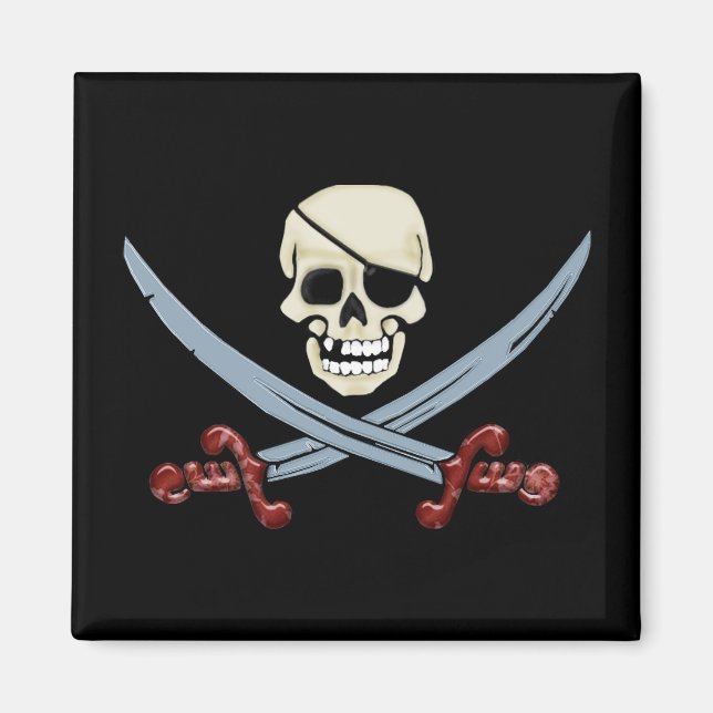 Creepy Pirate Skull & Crossed Cutlasses Magnet (Vorne)