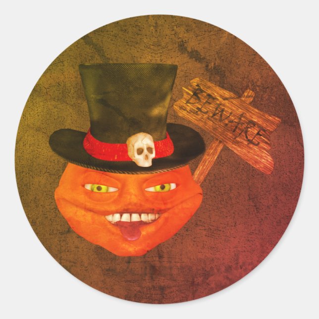 Creepy Pumpkin Face Halloween Runder Aufkleber (Vorderseite)