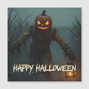 Creepy Pumpkin Head Halloween Szene Magnetkarte