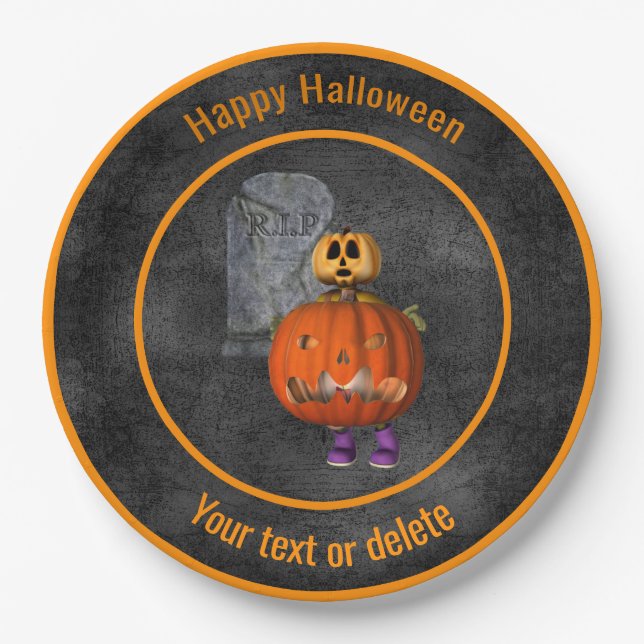 Creepy Pumpkin Man Personalisiert Halloween-Party Pappteller (Vorderseite)