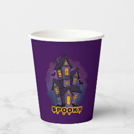 Creepy Purple Mansion Spooky Haunted House Pappbecher