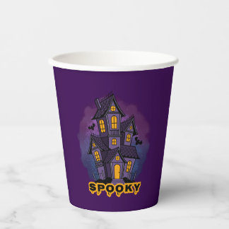 Creepy Purple Mansion Spooky Haunted House Pappbecher
