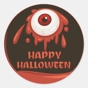 Creepy Red Blood Eye Happy Halloween Runder Aufkleber