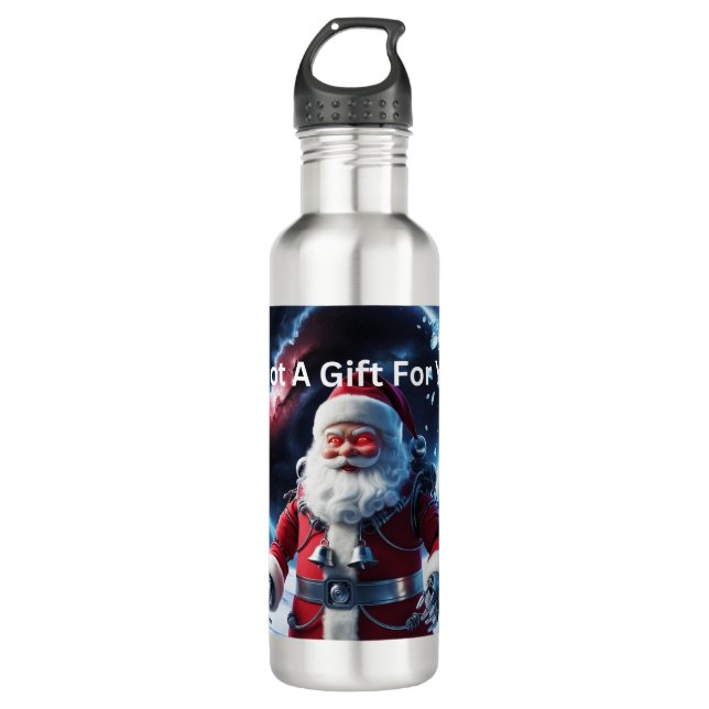 Creepy Robot Santa Edelstahlflasche (Vorderseite)
