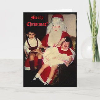 Creepy Santa Christmas Card Traumatisiertes Kind Dankeskarte