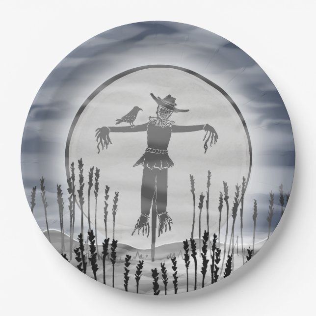 Creepy Scarecrow Halloween-Party Pappteller (Vorderseite)