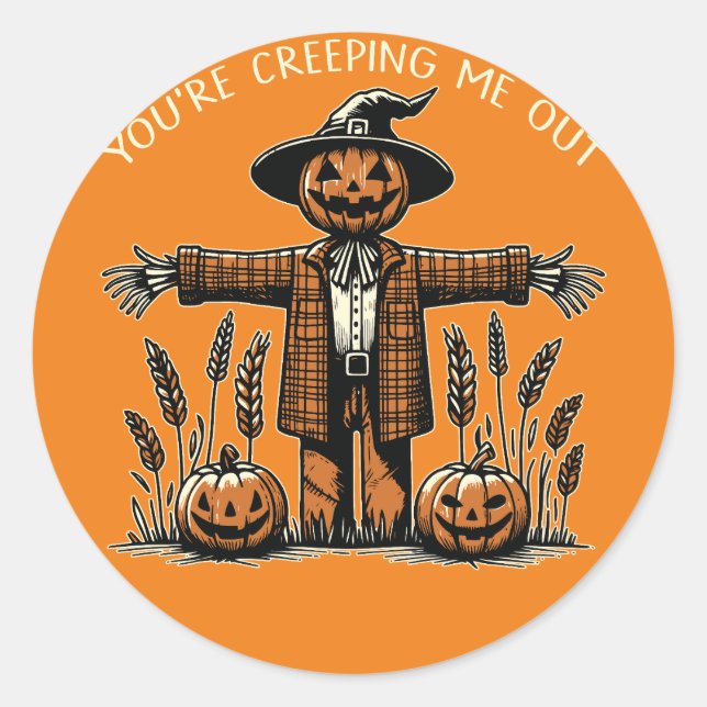Creepy Scarecrow Pumpkin Halloween Sticker (Vorderseite)