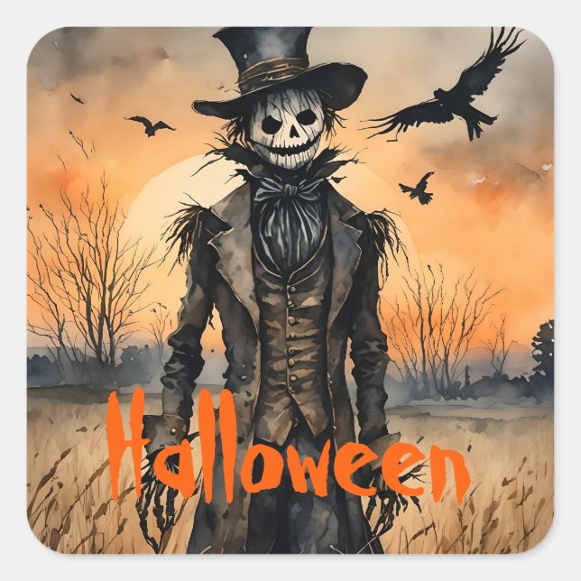 Creepy Scarecrow Quadratischer Aufkleber (Vorderseite)