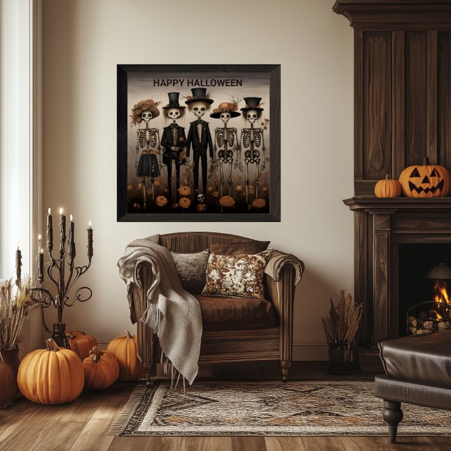 Creepy Skeleton Family Happy Halloween Poster (Von Creator hochgeladen)