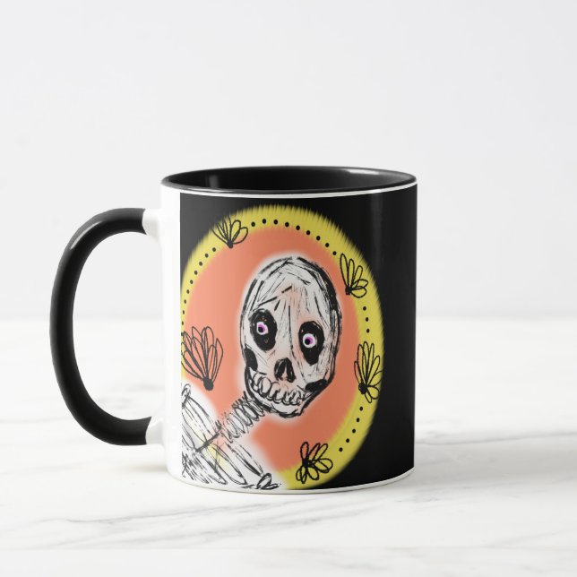 Creepy Skeleton Halloween Doodle Tasse (Links)