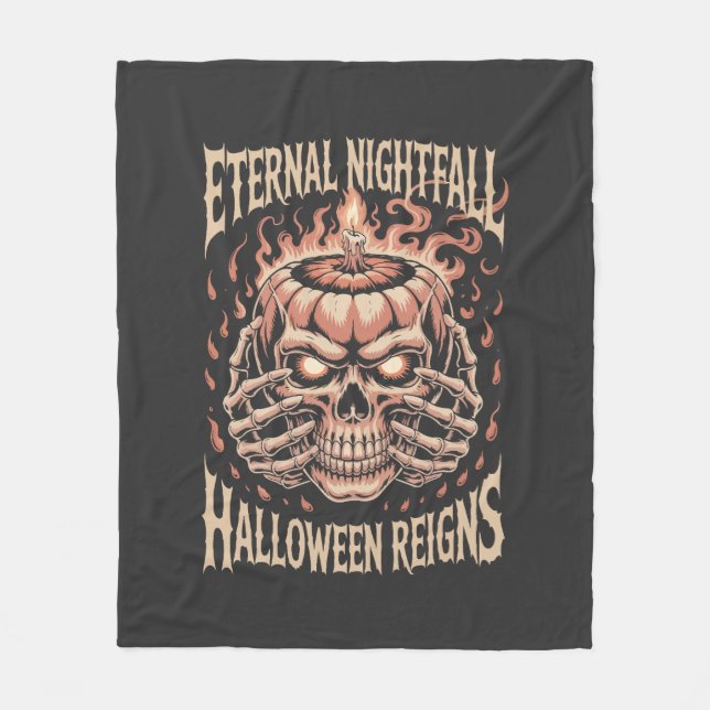 Creepy Skeleton Hands Pumpkin Skull Fleecedecke (Vorderseite)