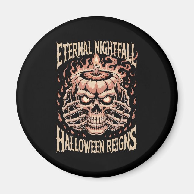 Creepy Skeleton Hands Pumpkin Skull Magnet (Vorne)