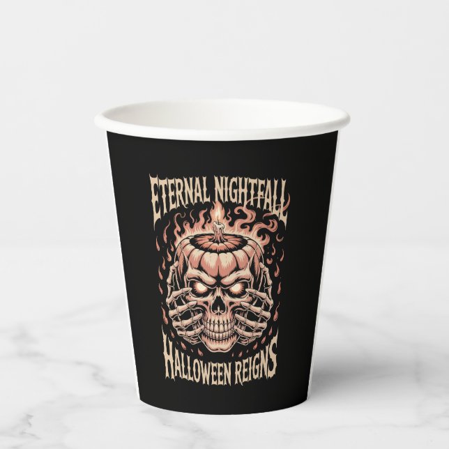 Creepy Skeleton Hands Pumpkin Skull Pappbecher (Vorderseite)