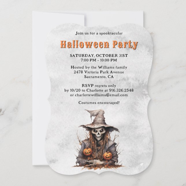 Creepy Skeleton Jack O'Lanterns Halloween-Party Einladung (Vorderseite)