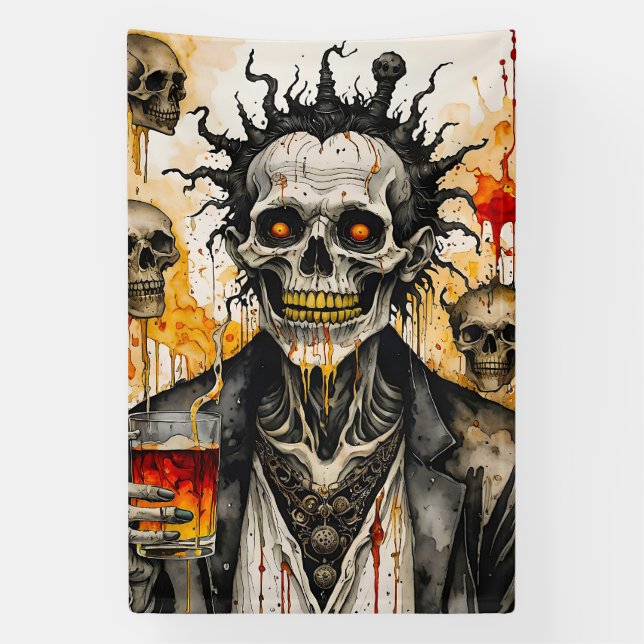 Creepy Skeleton und Skulls Banner (Vertikal)