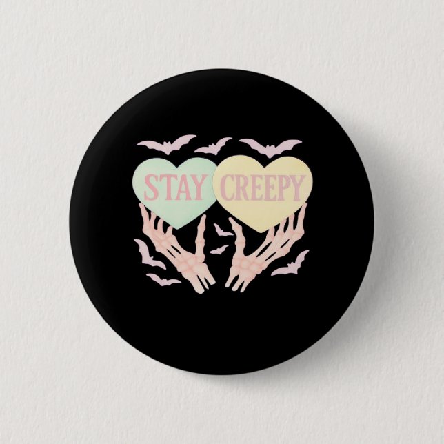 Creepy - Skelettfresser, der das Herz süß und SP h Button (Vorderseite)