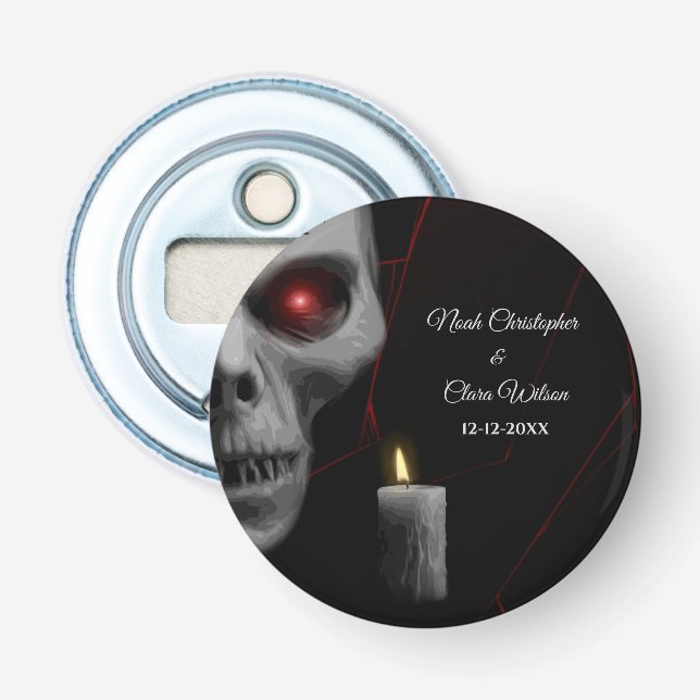 Creepy Skull Candle Gothic Spider - Dunkle Moody Flaschenöffner (Vorderseite)