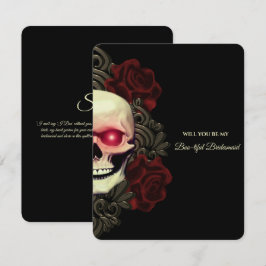Creepy Skull Hallowedding Bridesmaid Vorschlag Car Einladung
