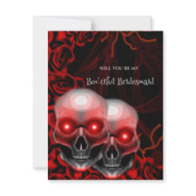 Creepy Skull Halloween Bridesmaid Vorschlag Card