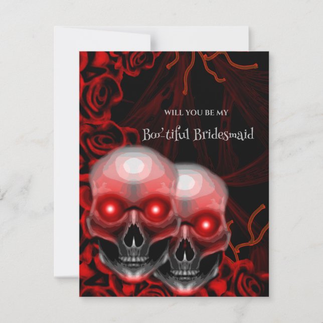 Creepy Skull Halloween Bridesmaid Vorschlag Card Einladung (Vorderseite)