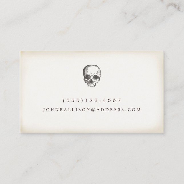 Creepy Skull Halloween Telefonnummerkarte (Vorderseite)