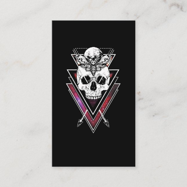 Creepy Skull Moon Moth Pastel Goth Visitenkarte (Vorderseite)
