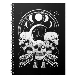 Creepy Skulls Crescent Gothic Moon Phases Schlange Notizblock