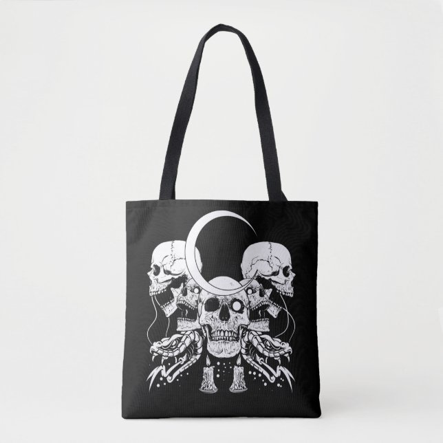 Creepy Skulls Crescent Gothic Moon Witchy Snake Tasche (Vorderseite)
