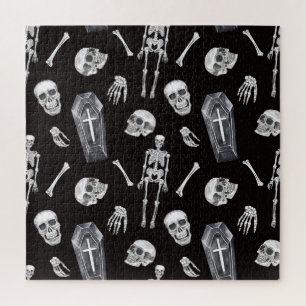 Creepy Skulls: Halloween-Wasserfarbenmuster