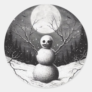 Creepy Snowman Horror Weihnachten Runder Aufkleber