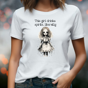Creepy Spirit Girl Ghoul Halloween-Puppenkomsel Tri-Blend Shirt
