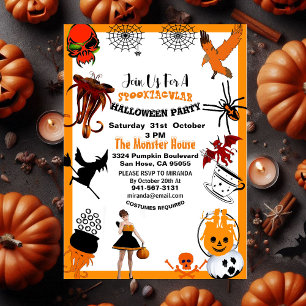 Creepy Spooktacular Symbols Halloween-Party Teens Einladung