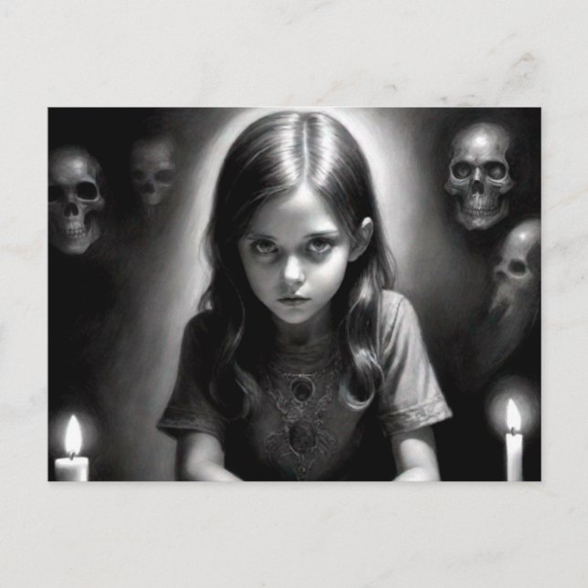 Creepy Spooky Girl Postkarte (Vorderseite)
