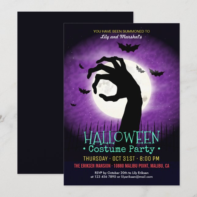 Creepy Spooky Halloween Costume Party| Einladung (Vorne/Hinten)