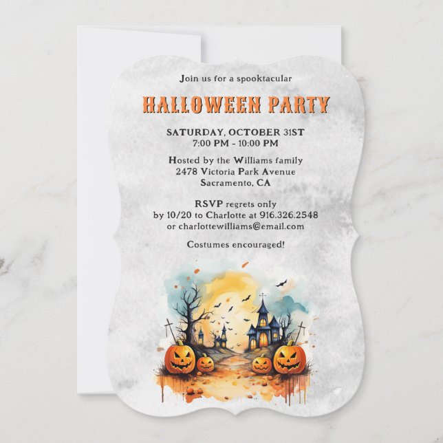 Creepy Spooky Pumpkins Halloween-Party Einladung (Vorderseite)