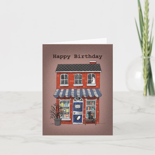 Creepy Spuk Bookstore Niedlich Ghost Geburtstag Karte (Vorderseite)
