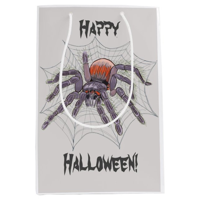 Creepy Tarantula Spider in RiesenwebIllustration Mittlere Geschenktüte (Vorderseite)