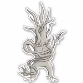 Creepy Tree Character with Tangled Branches Aufkleber