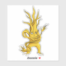 Creepy Tree Character with Tangled Branches Yellow