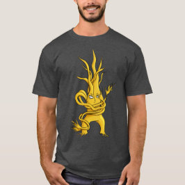 Creepy Tree Character with Tangled Branches Yellow T-Shirt